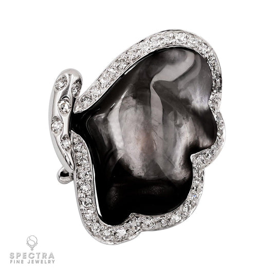 Ambrosi Black Mother of Pearl and Diamond Pendant