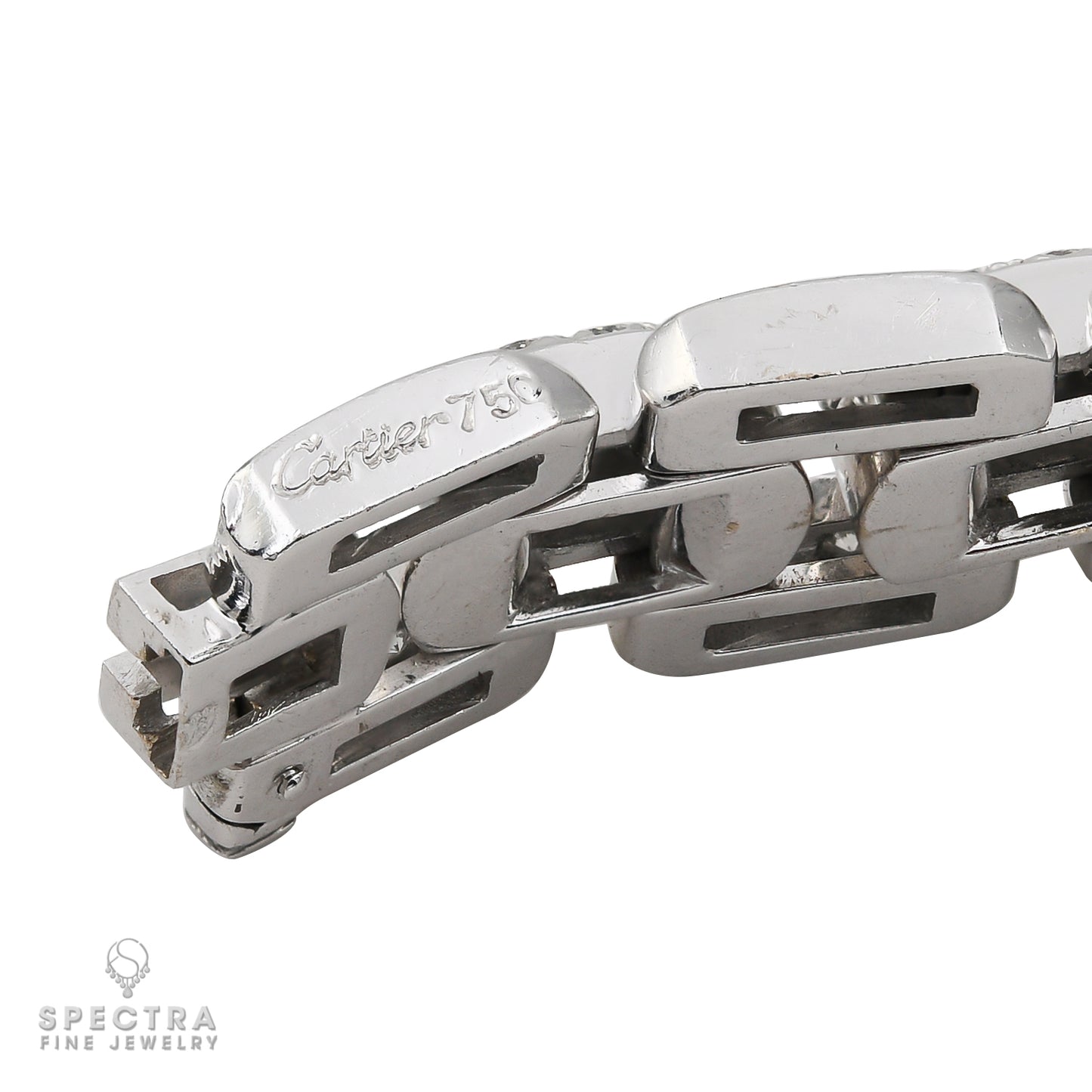 Cartier 15.30 ct Diamond Pavé Link Bracelet in 18K White Gold – Signed Contemporary Jewelry - view 4