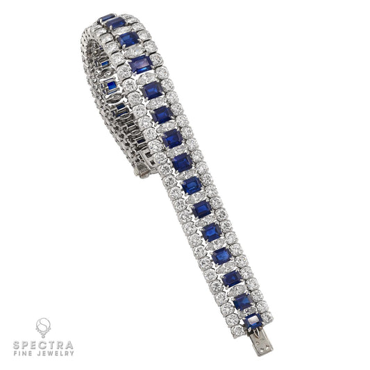 Van Cleef & Arpels Sapphire & Diamond Bracelet in Platinum – 28 ct Total