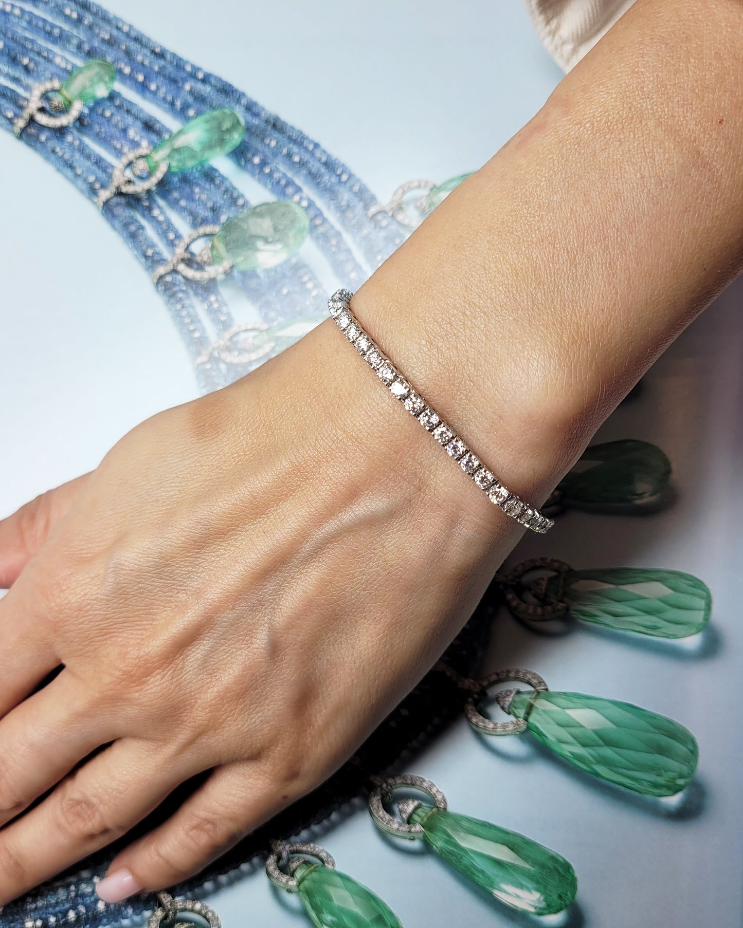 14K White Gold Diamond Tennis Bracelet 6.60 Carats - view 4