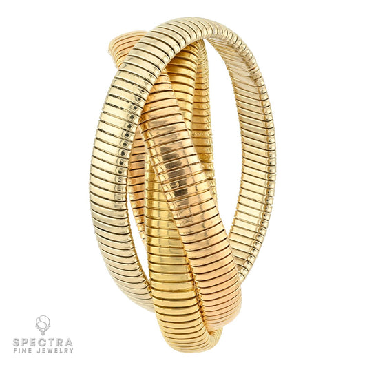 Bulgari 18K Three Tone Gold Tubogas Coiled Bracelet