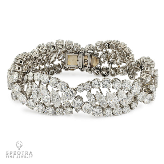 Van Cleef & Arpels 42ct Diamond Platinum Gold Bracelet 1960s