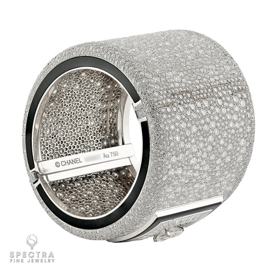 Chanel 2.01ct Princess Cut Diamond & Onyx Bangle in 18K White Gold