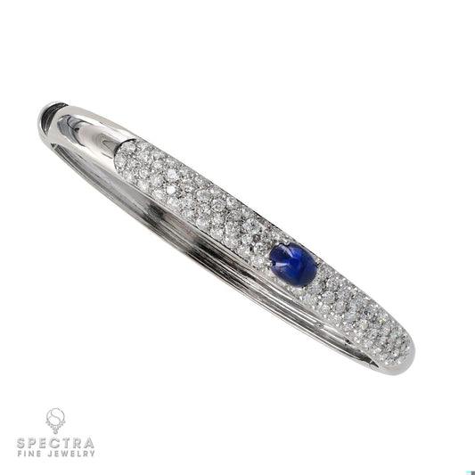 Contemporary Oval Sapphire & Diamond Pavé Bombe Bangle – Fine Jewelry