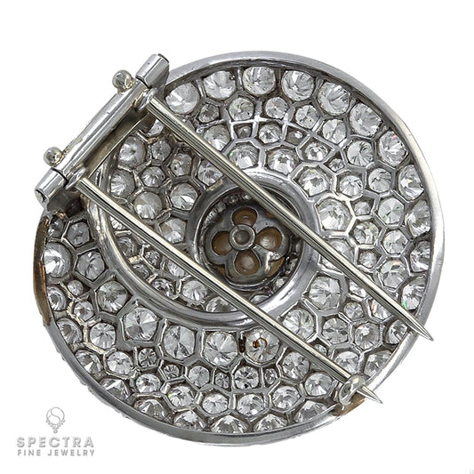 Natural Pearl Brooch/Pin: Saltwater Pearl, 14 ct. Diamond in Platinum