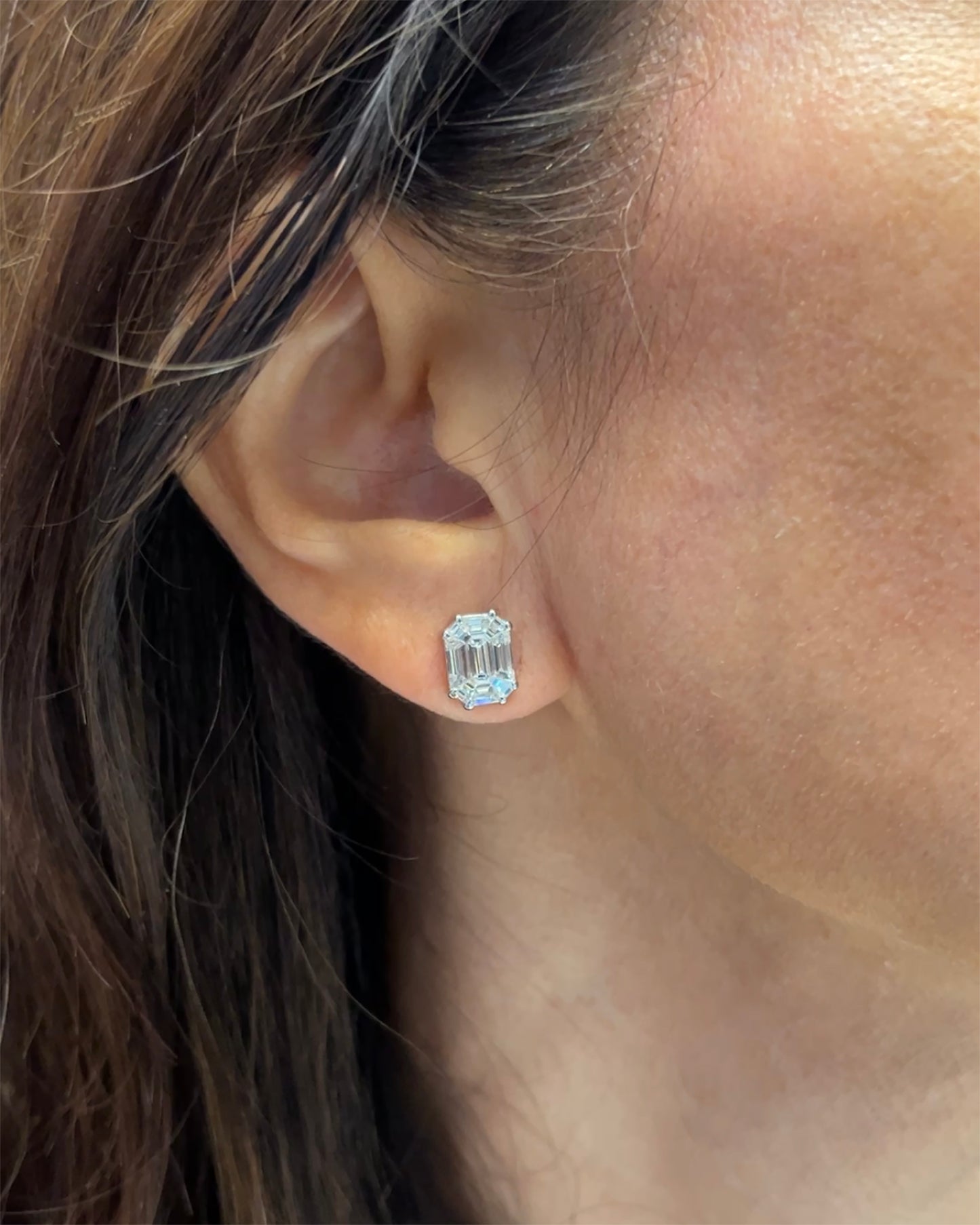 Spectra Fine Jewelry Illusion Diamond 18K White Gold Stud Earrings - view 3
