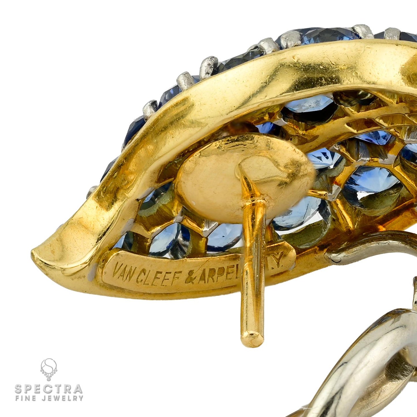 Vintage Van Cleef & Arpels Sapphire & Diamond Leaf Earrings | 1950s