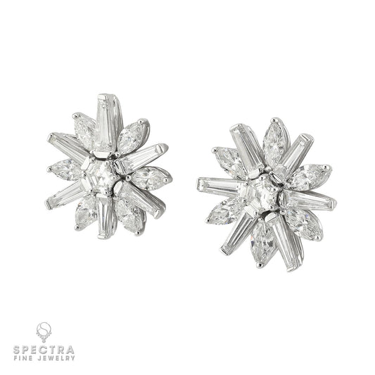 18K White Gold Starburst Diamond Stud Earrings | 4.05ctw Spectra Fine Jewelry