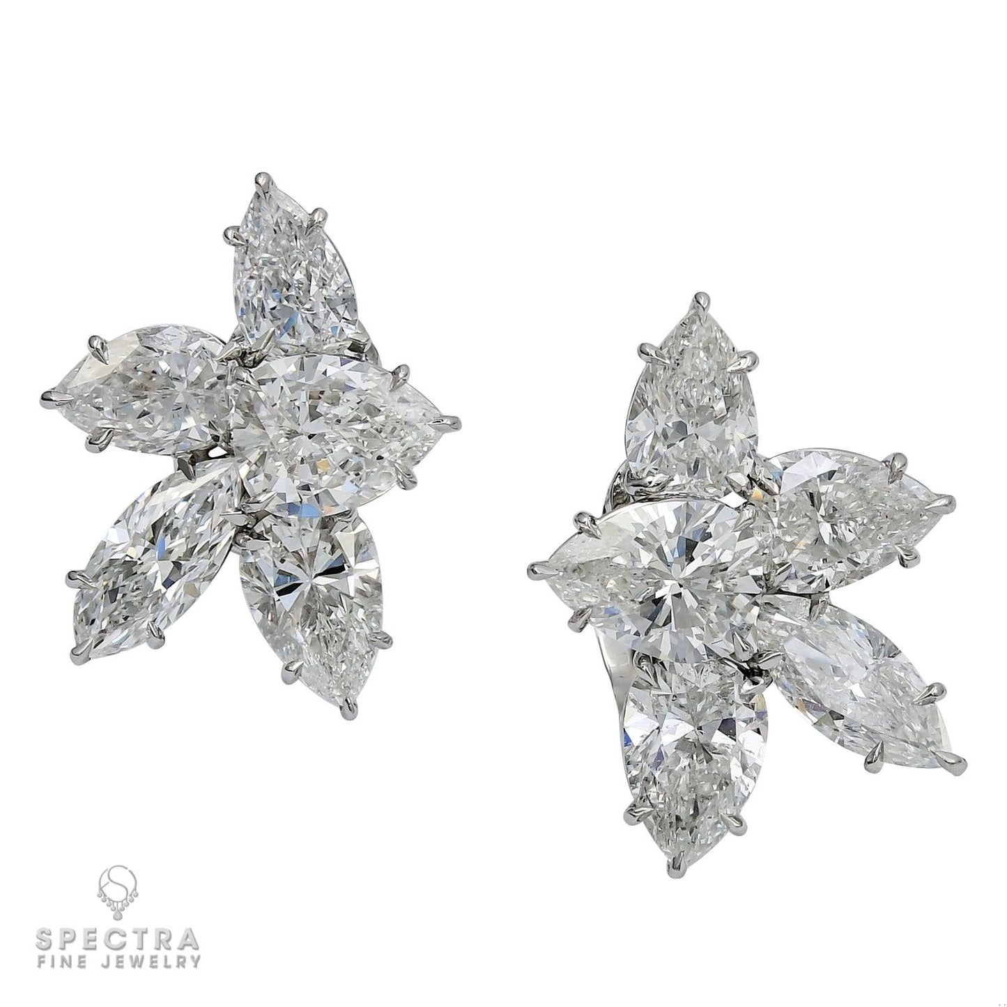 Spectra Fine Jewelry 9.46 cts. Diamond Cluster Platinum Earrings
