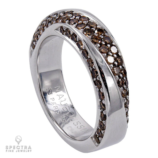 Mauboussin Contemporary Champagne Diamond Wedding Band Ring