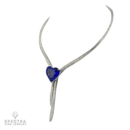 67.81ct Royal Blue Heart Shaped Ceylon Sapphire Necklace | Spectra