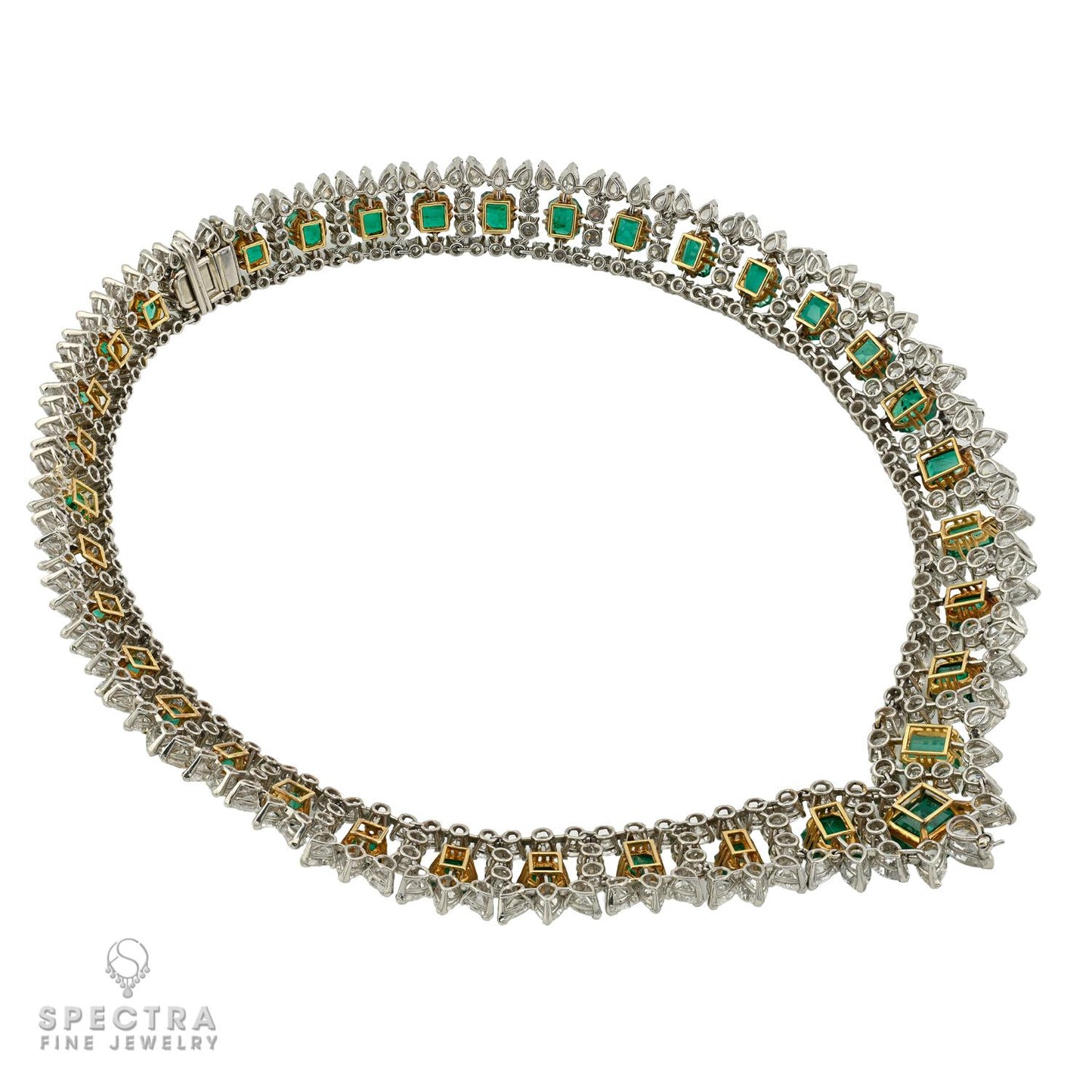 Colombian Emerald and Diamond Collar Necklace, Circa 1975