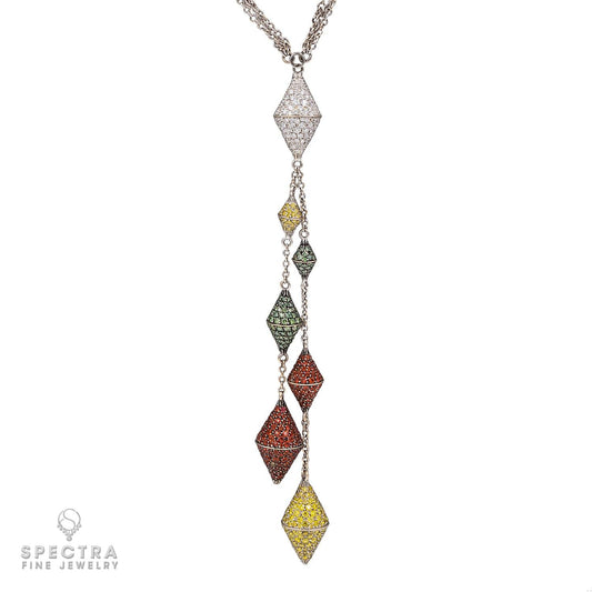 Palmiero Diamond Multicolored Sapphire Lavalier Sautoir Necklace