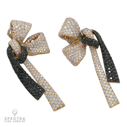 Palmiero Fiocchi Contemporary Abstract Diamond Pave Bow Earrings