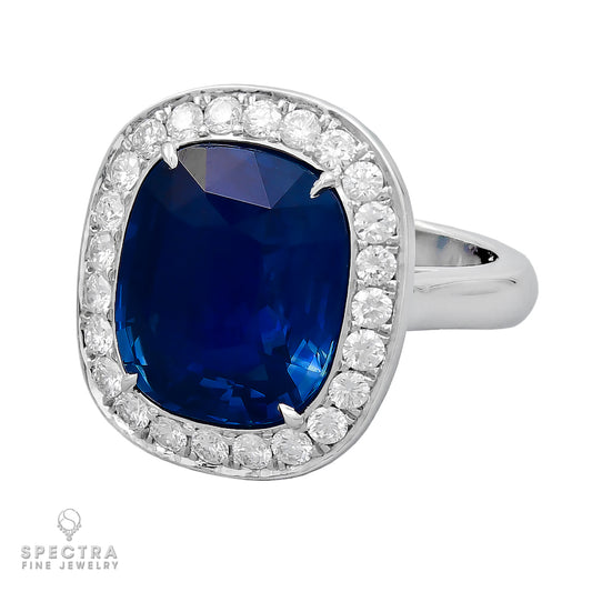 8.60 ct. Ceylon No-Heat Sapphire & Diamond Halo Ring by Spectra Fine Jewelry