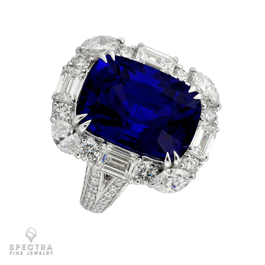 23.01ct Unheated Ceylon Sapphire Diamond Ring