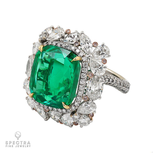 Spectra Fine Jewelry 11.30ct Colombian Emerald Diamond Ring