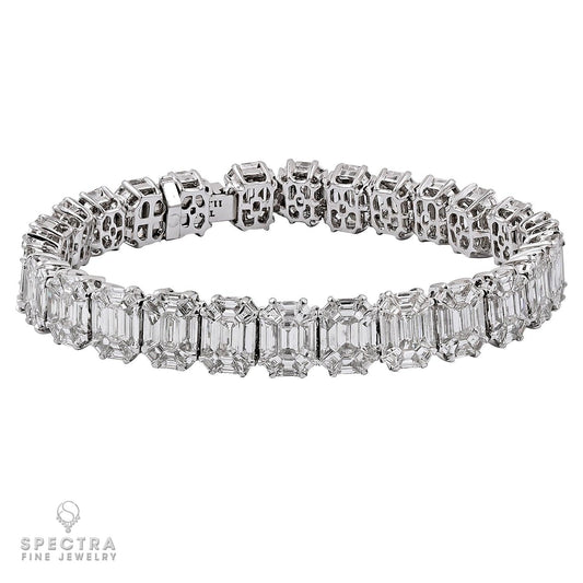 11.37 ct Illusion-Cut Diamond Tennis Bracelet in 18K White Gold – Spectra Fine Jewelry