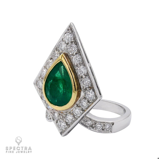 Spectra Fine Jewelry 3.0 ct. Emerald Diamond Pyramid Cocktail Ring