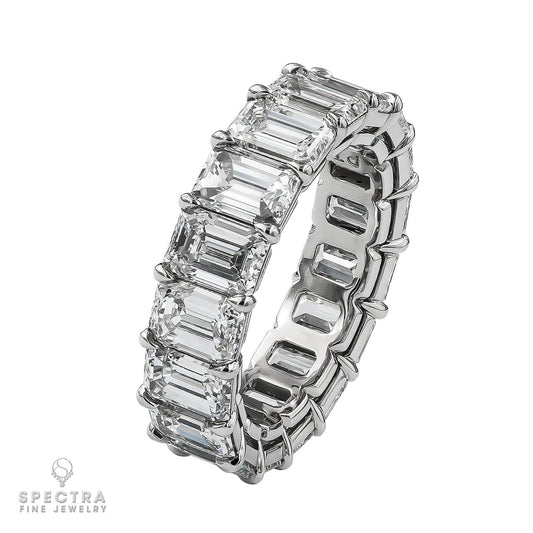Spectra Fine Jewelry 9.01ct Emerald Cut Diamond Eternity Wedding Band Ring