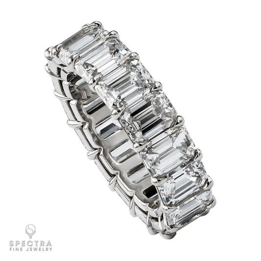 Spectra Fine Jewelry 9.60ct Emerald Cut Diamond Eternity Ring