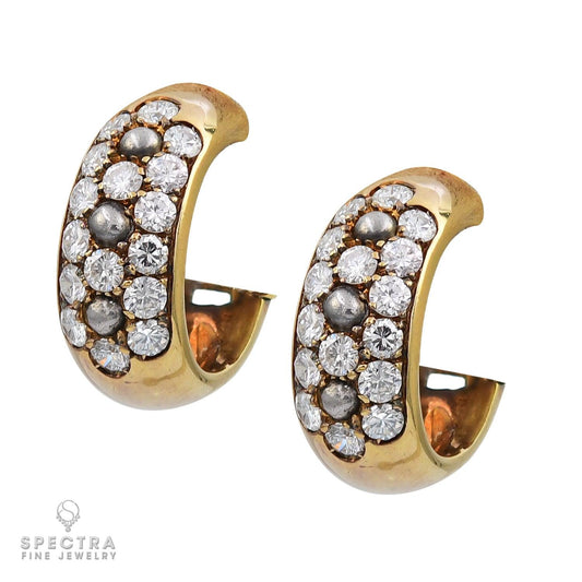 Vintage Cartier Diamond Pearl Ear Clips