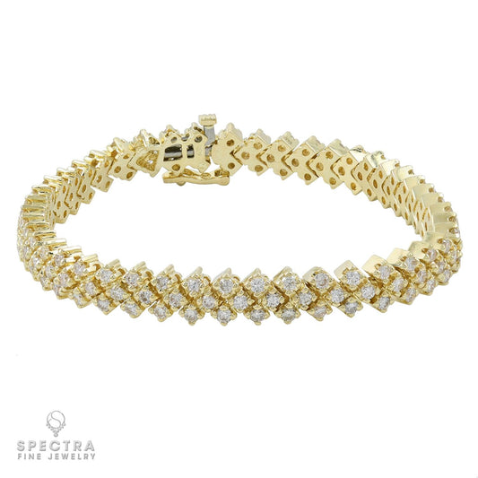 4.05 ct Three-Row Diamond Tennis Bracelet in 14K Yellow Gold – Contemporary Fine Jewelry