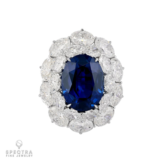 12.37 ct. No-Heat Madagascar Sapphire & Diamond Ring | Spectra Fine Jewelry