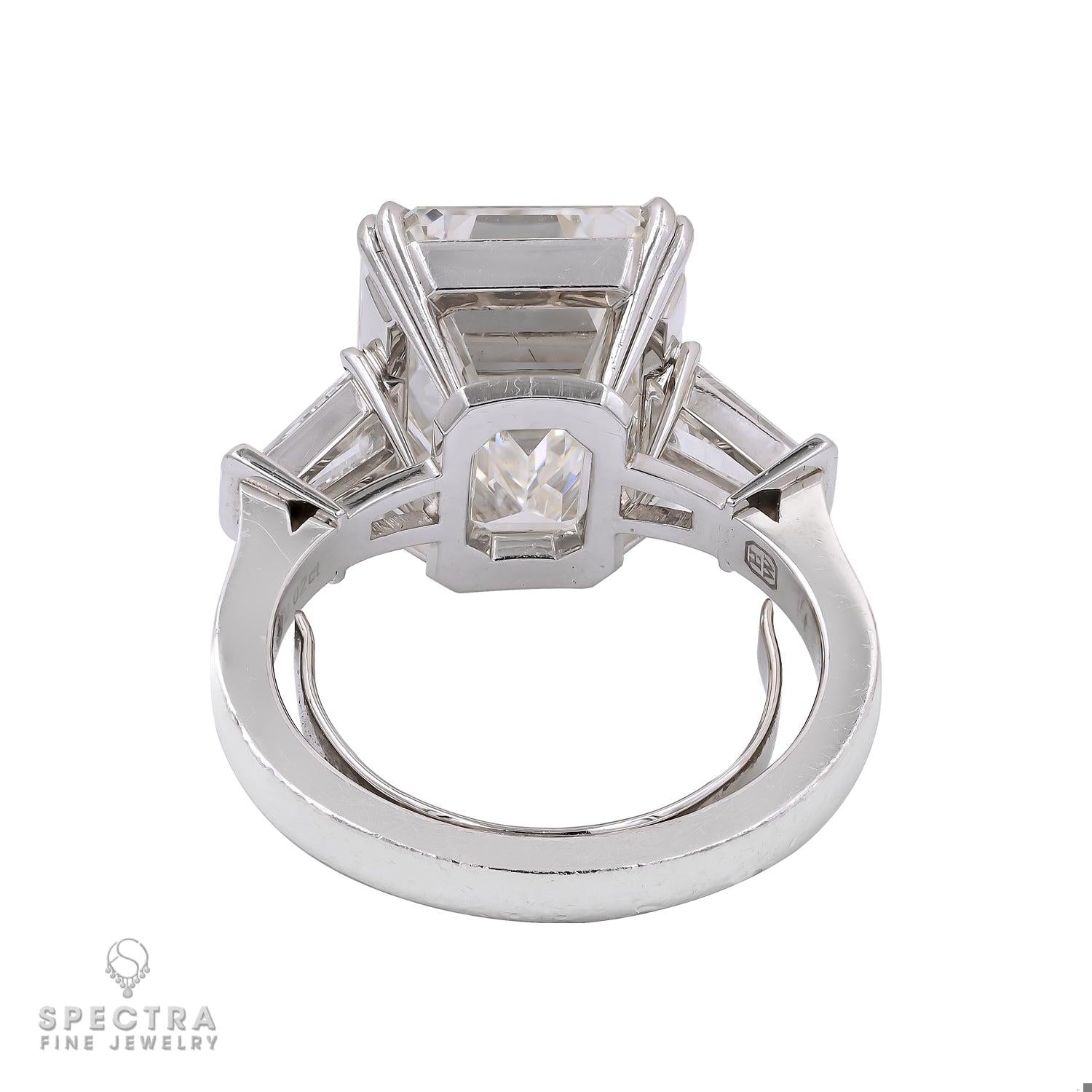 10.02ct Emerald Cut Diamond Three Stone Ring in Platinum