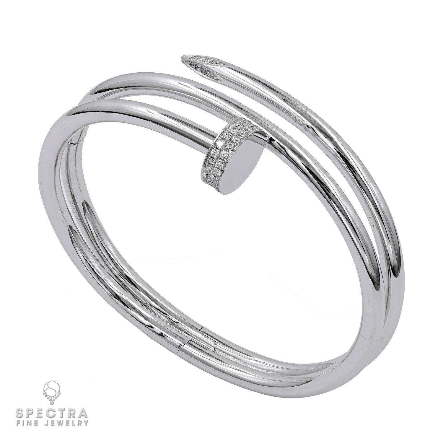 Diamond Nail Bracelet in 18K White Gold – Estate Fine Jewelry