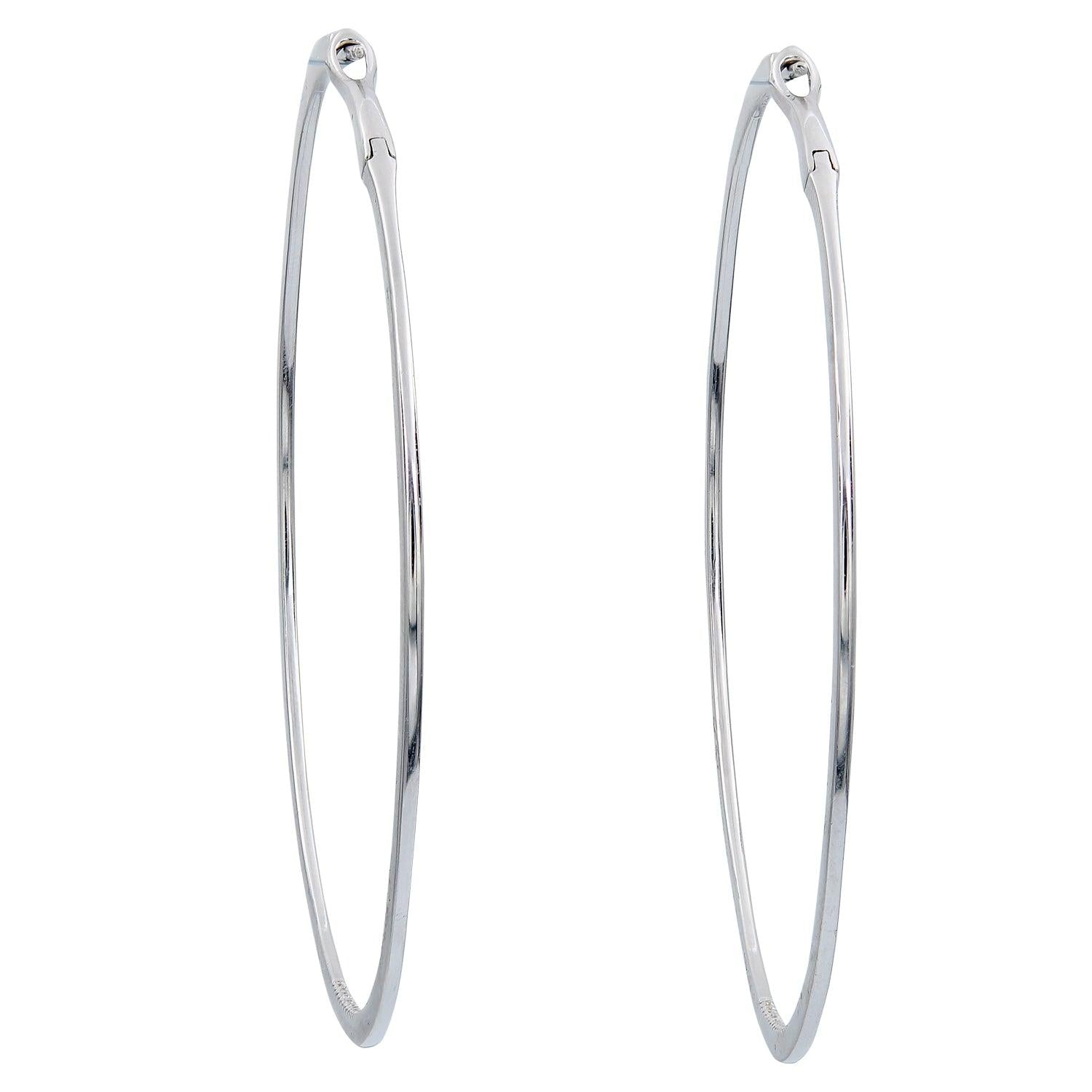 18k White Gold and Diamond Hoop Earrings