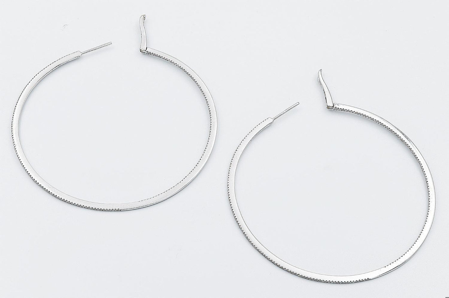 18k White Gold and Diamond Hoop Earrings