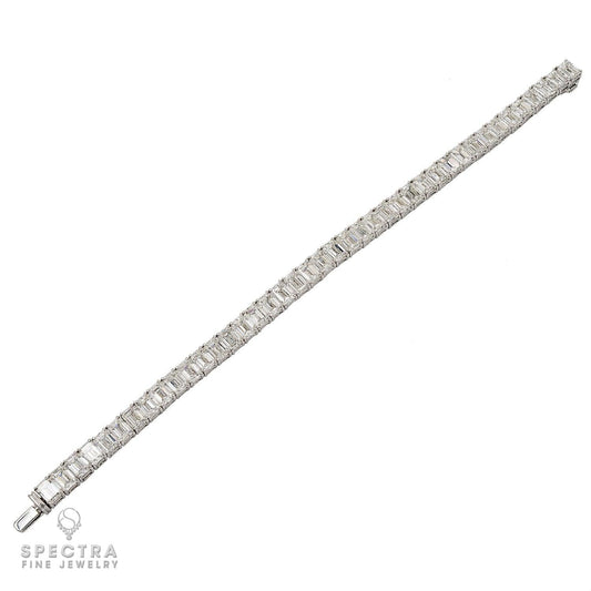 29.28 ct Emerald-Cut Diamond Tennis Bracelet in 18K White Gold – Spectra Fine Jewelry