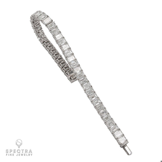 29.28 ct Emerald-Cut Diamond Tennis Bracelet in 18K White Gold – Spectra Fine Jewelry