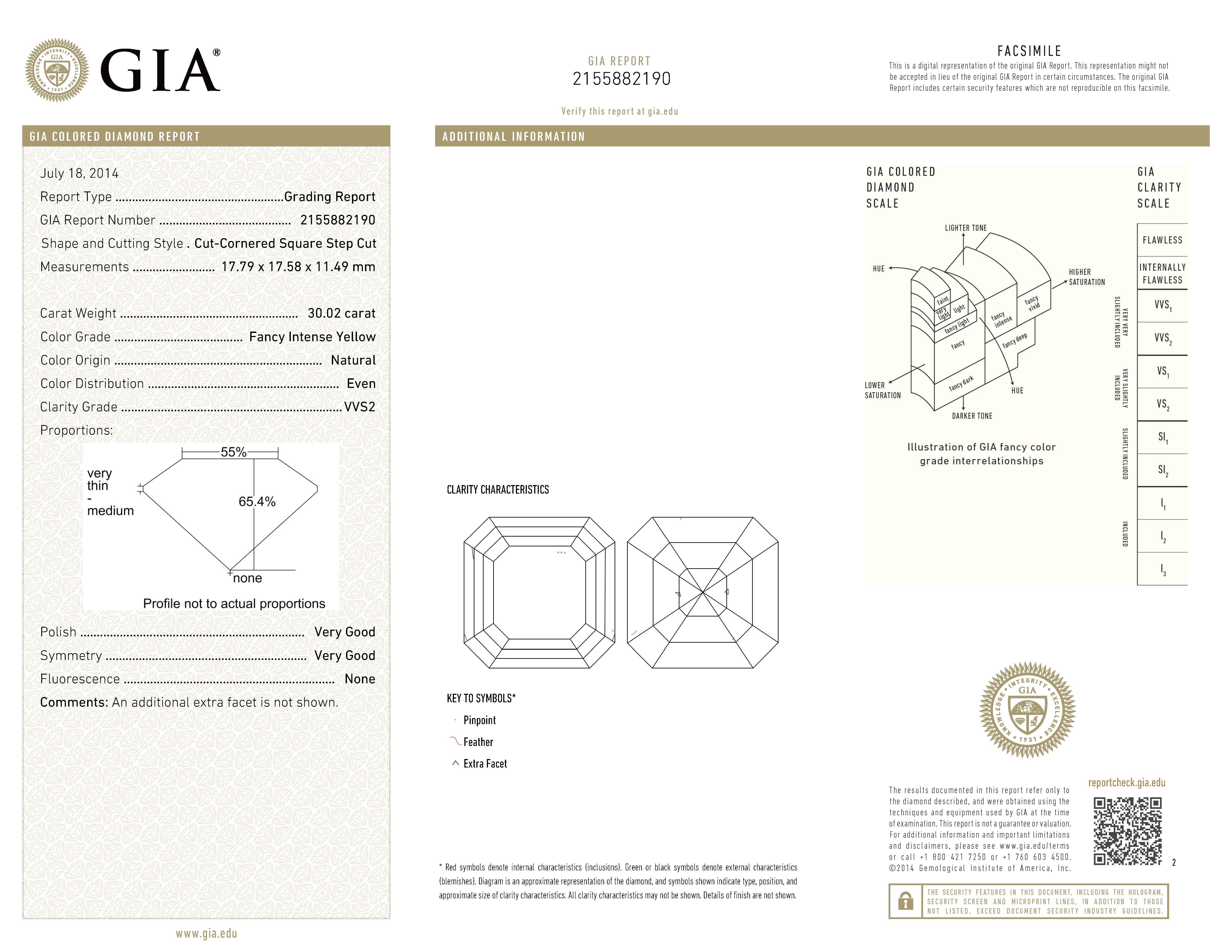 Spectra Fine Jewelry 30.02ct Fancy Intense Yellow Diamond Ring
