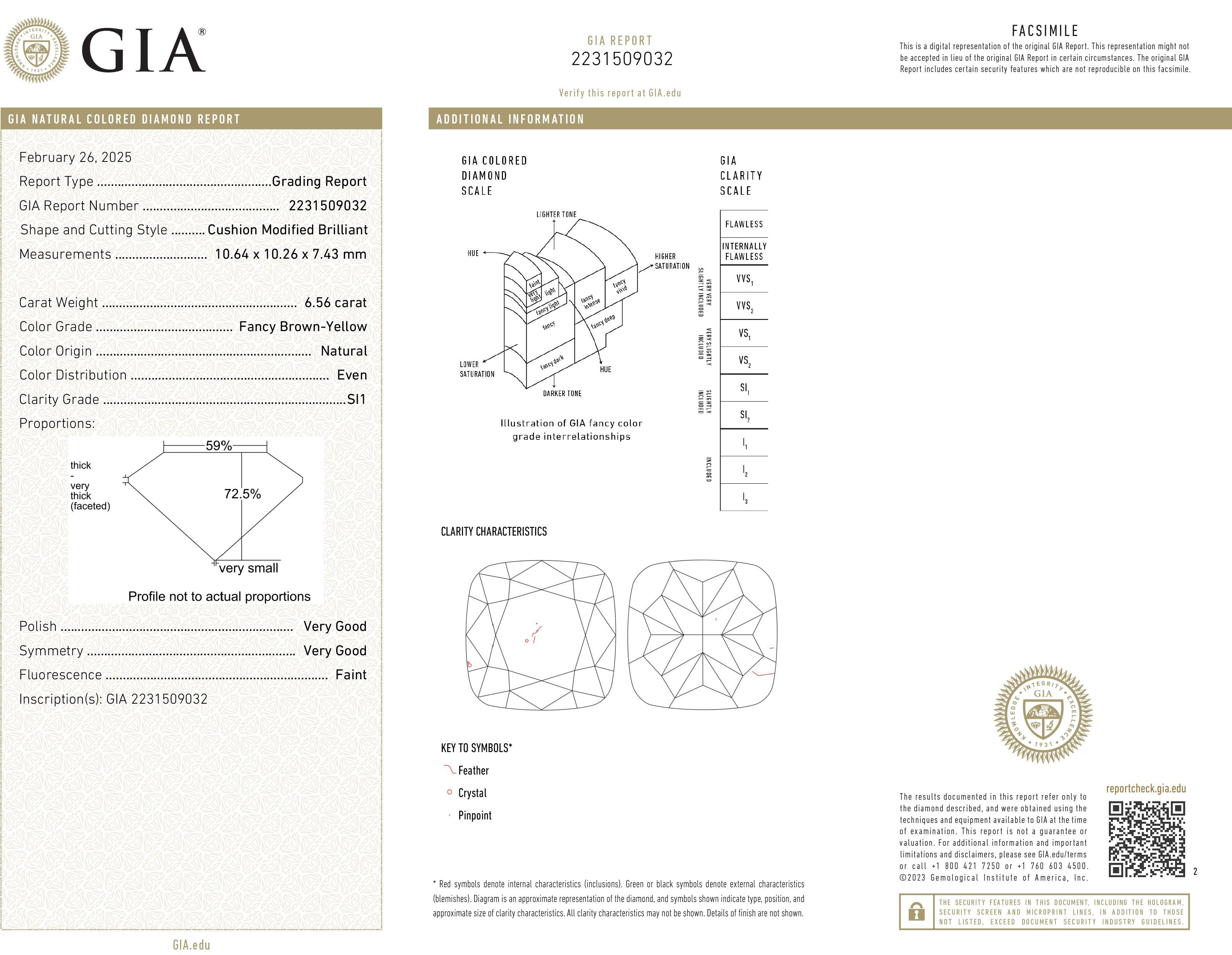 Spectra 6.56 & 6.34ct Cushion Fancy Brown-Yellow Earrings | GIA