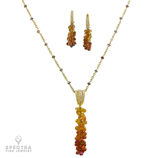 Adamas Milano Diamond Necklace Drop Earrings Demi Parure Suite
