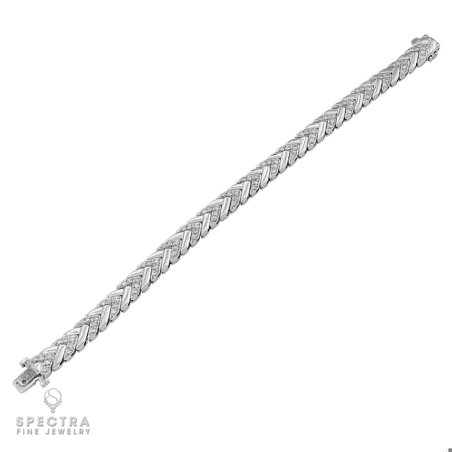 Alternating Diamond Link Bracelet in 14K White Gold – Contemporary Fine Jewelry