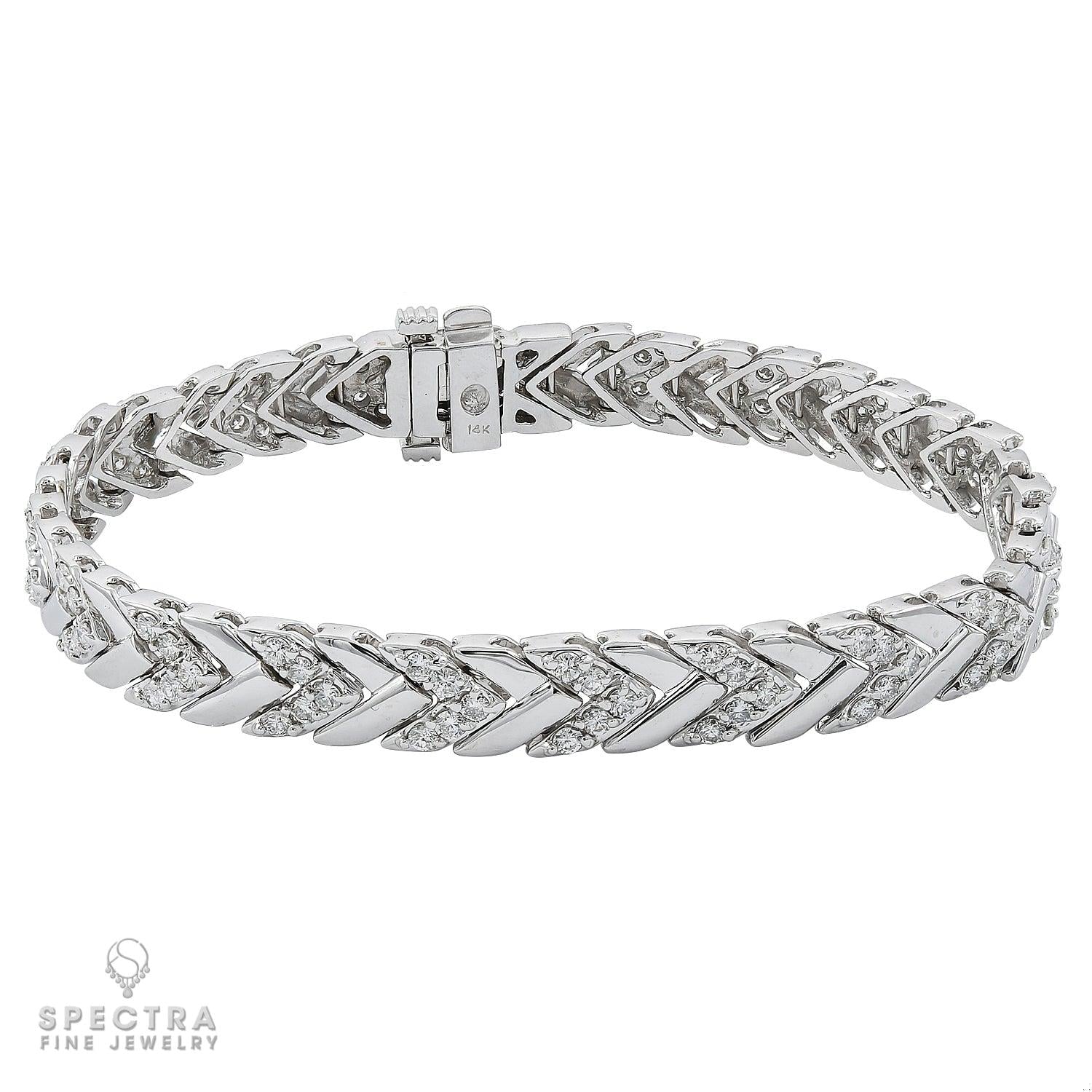 Alternating Diamond Link Bracelet in 14K White Gold – Contemporary Fine Jewelry
