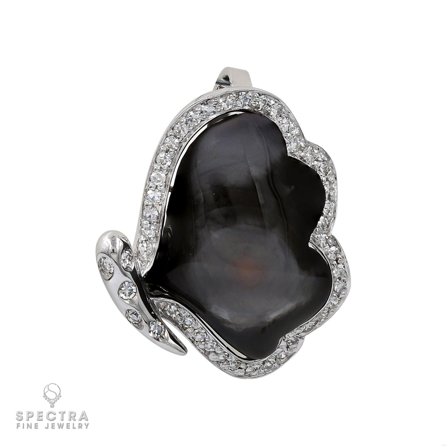 Ambrosi Black Mother of Pearl and Diamond Pendant