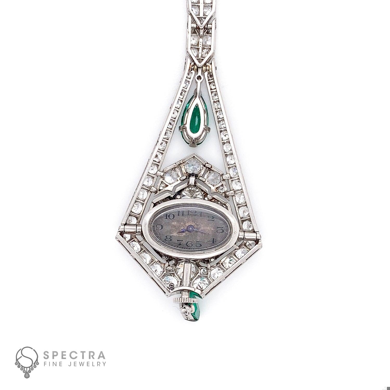 Art Deco Diamond Lavalier Watch Necklace