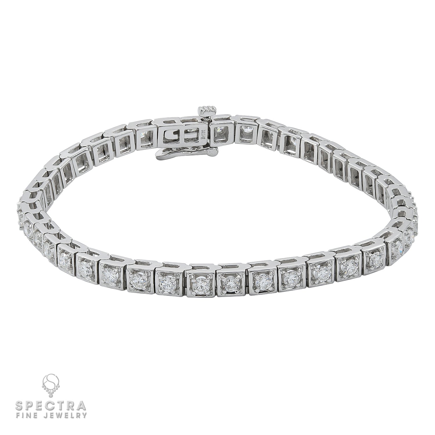 Contemporary Diamond Tennis Bracelet 3.28ct - view 2