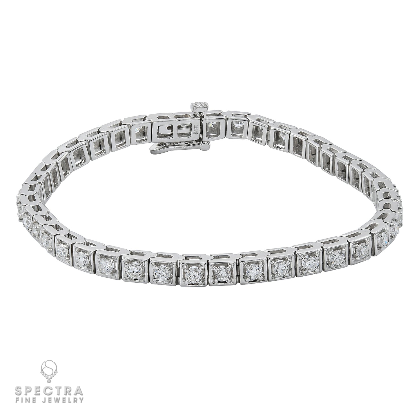Contemporary Diamond Tennis Bracelet 3.28ct - view 2