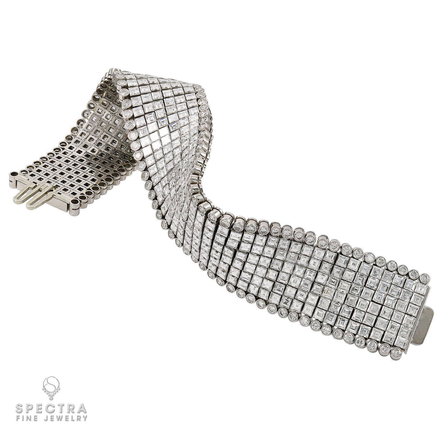 Oscar Heyman Invisibly Set Diamond and Platinum Bracelet - view 2