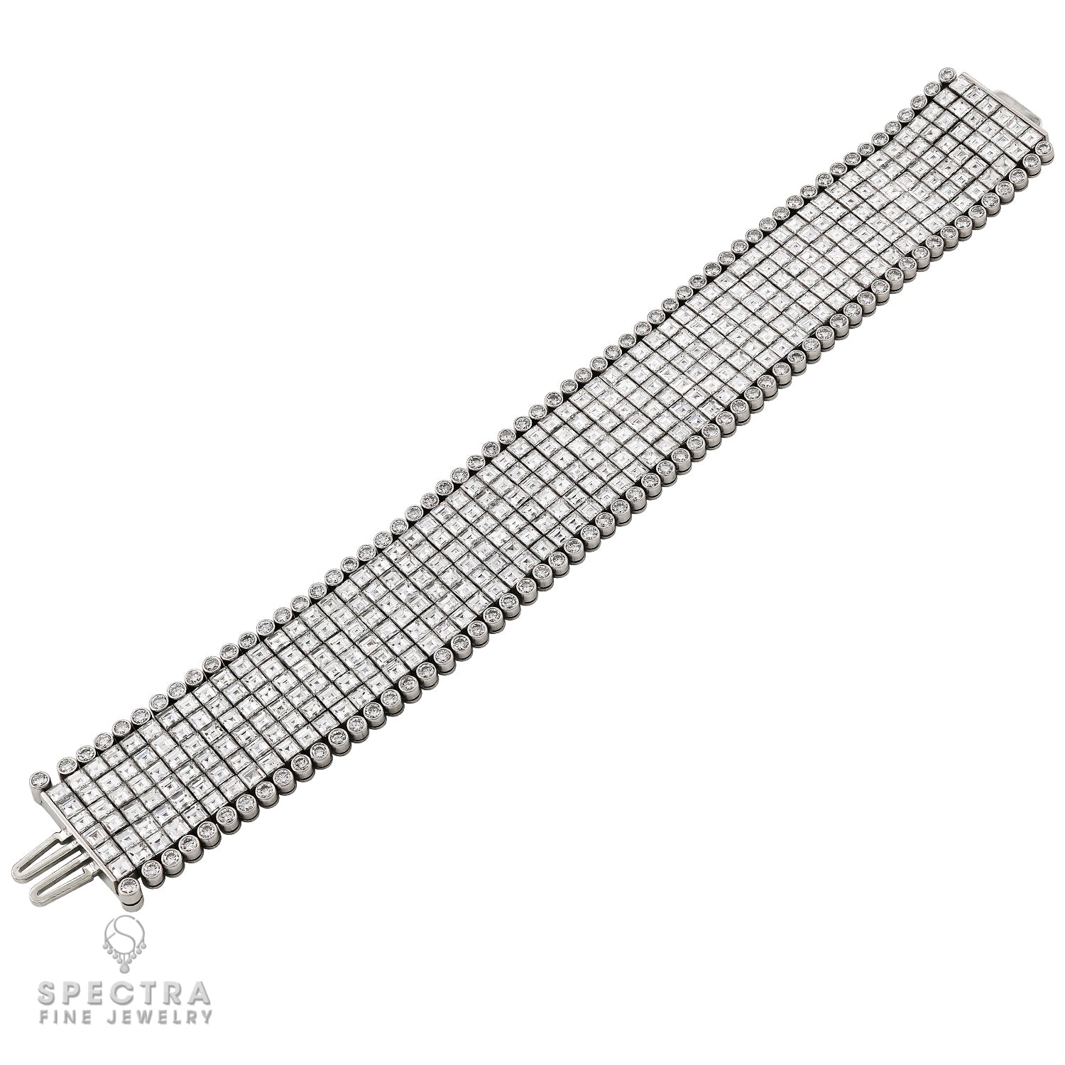 Oscar Heyman Invisibly Set Diamond and Platinum Bracelet