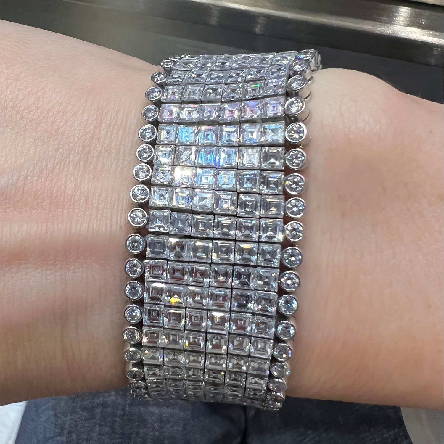 Oscar Heyman Invisibly Set Diamond and Platinum Bracelet - view 4