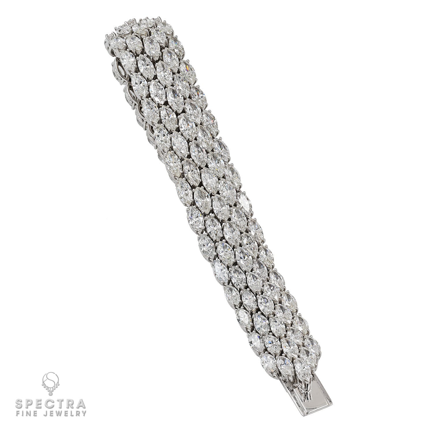 32.44 cts. Spectra Fine Jewelry Diamond Marquise Articulated Bracelet - view 2