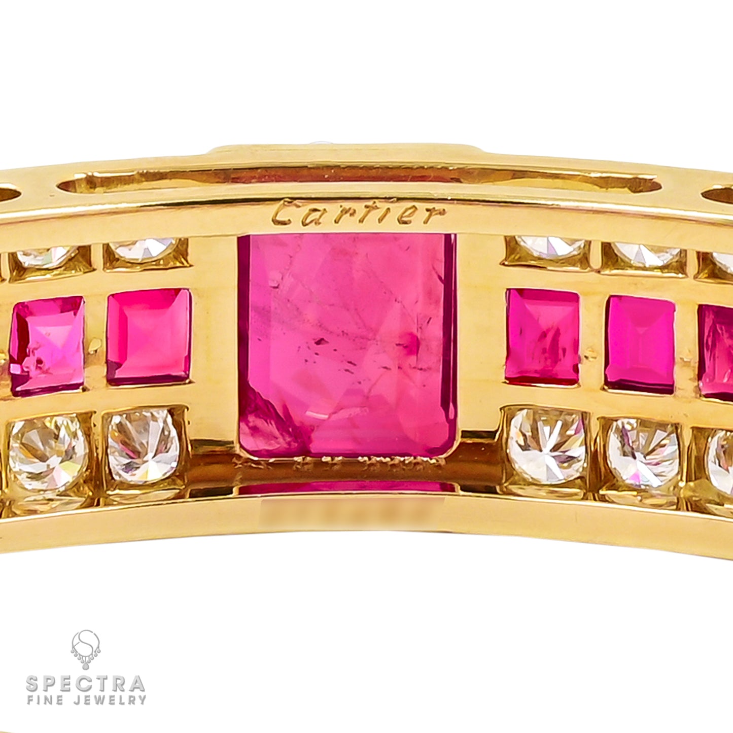 Cartier 4.72 ct Unheated Burma Ruby & Diamond Bangle in 18K Gold – Signed