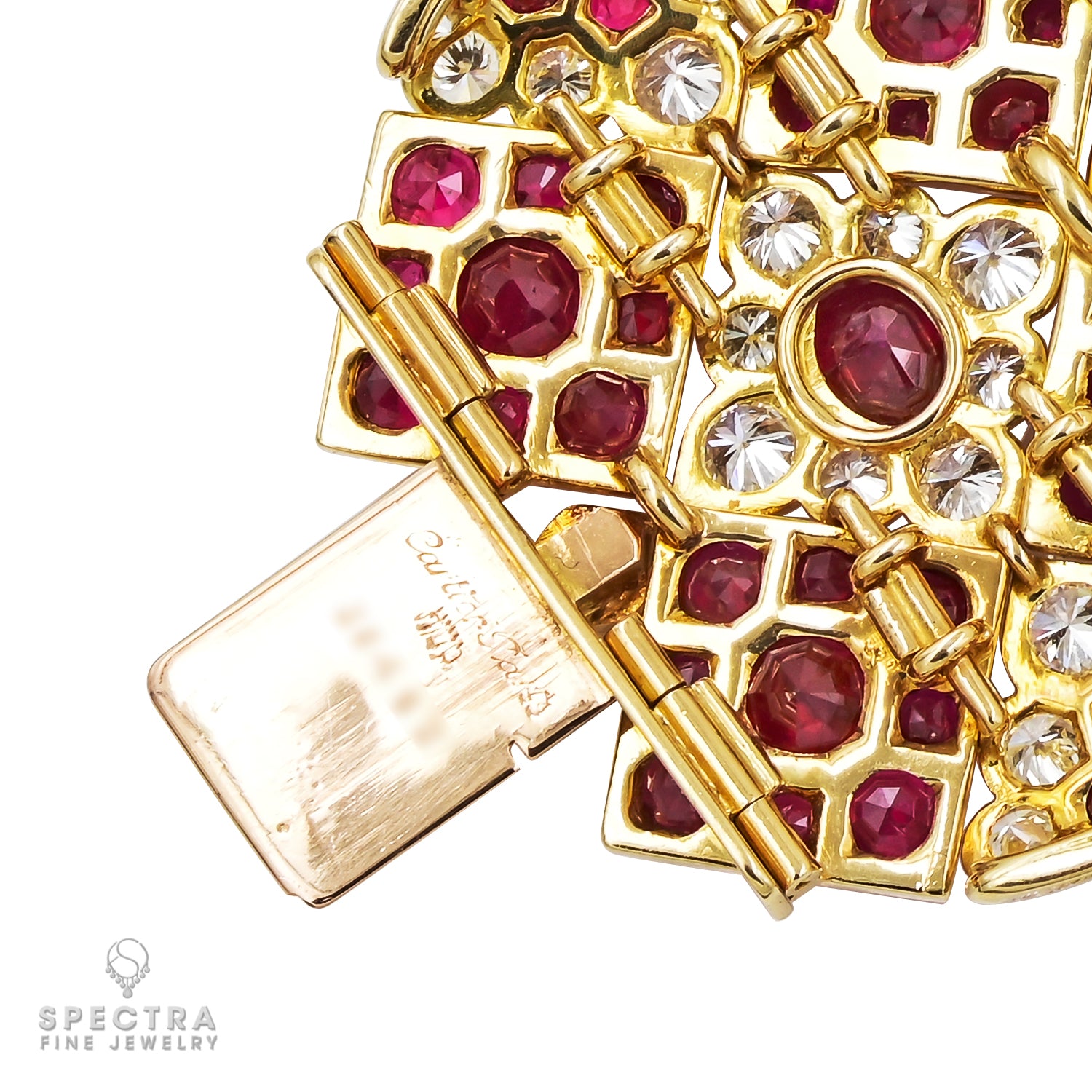 Cartier “Mexico” Ruby & Diamond Bracelet in 18K Gold – Signed Estate