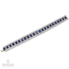 Van Cleef & Arpels Sapphire & Diamond Bracelet in Platinum – 28 ct Total